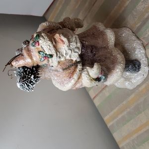 Vintage Pink St. Nicholas DEPT. 56 FROSTED GLITTER Santa